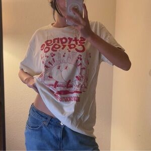 Cream Graphic T-Shirt with Red Print